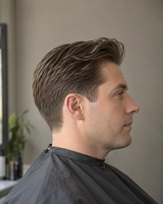 Klassischer Taper mit längerem, seitlich gekämmtem Deckhaar