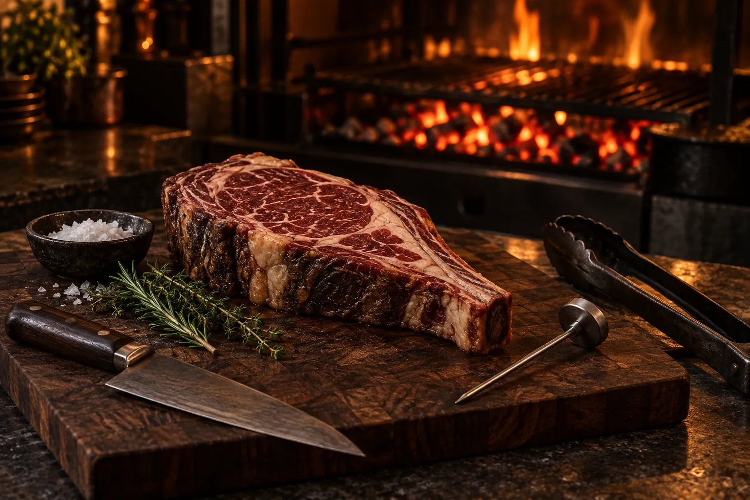 Teilnehmende am Grill während des Steak-Seminars in der Küche