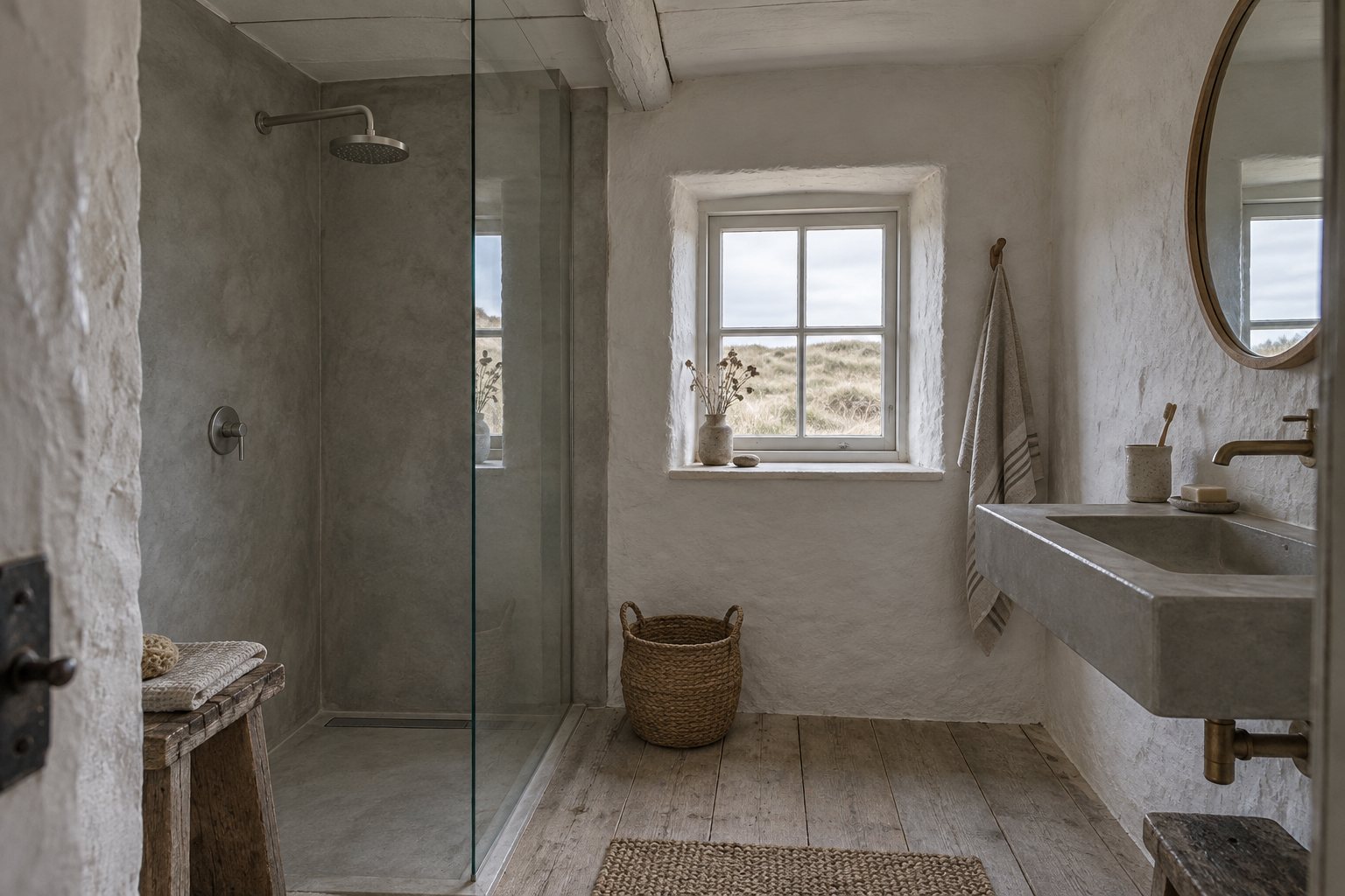 Bad mit Fenster in die Dünen
