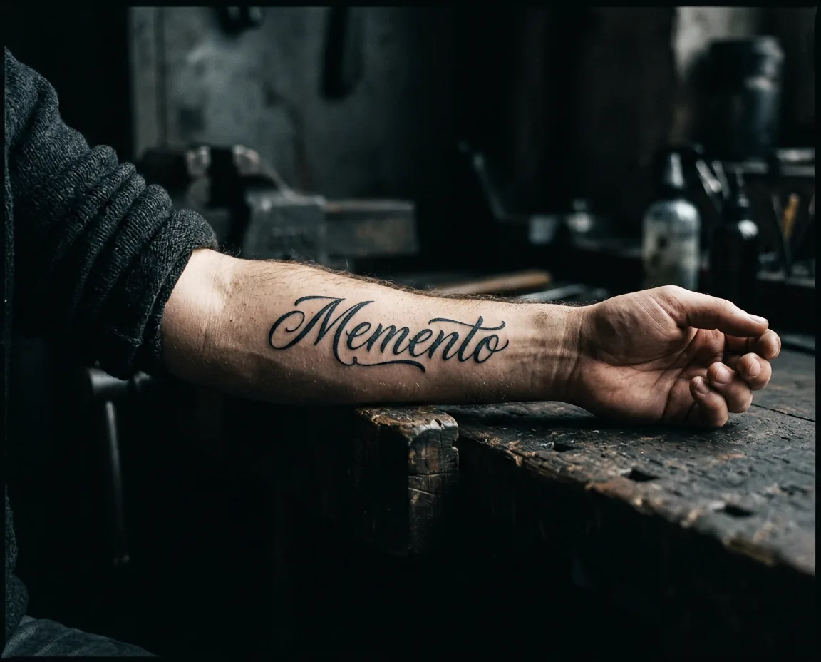 Lettering-Tattoo: Schriftzug „Memento“