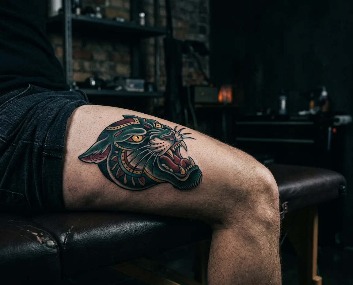 Neo-Traditional-Tattoo: Panther